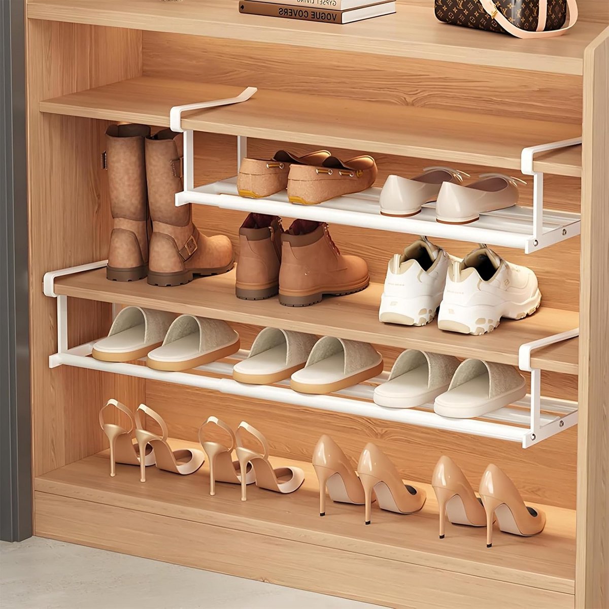 Uitschuifbaar Schoenenrek voor Kast en Hal - Verstelbaar in Breedte (9101097721159)