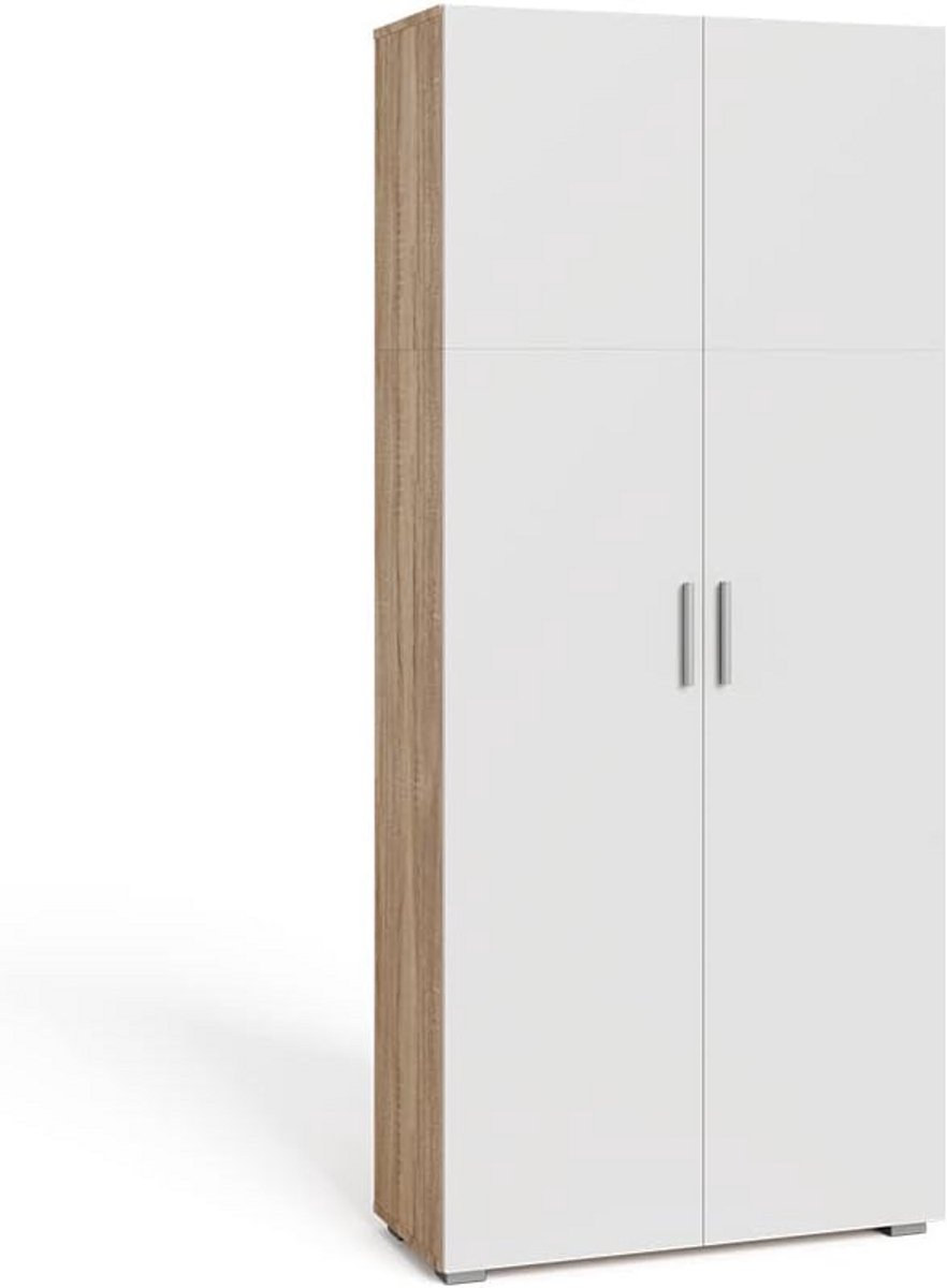 Universele Kast Ingo Sonoma/Wit - Hoge Opbergkast met Flexibele Planken (9101074687935)
