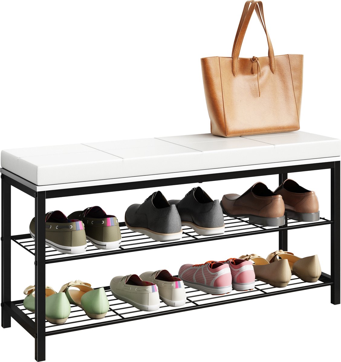 VCM Schuhregal | Maße ca. H. 48 x B. 90 x T. 30 cm | Sitzbank im Industrie Style Design | Schuhbank - Taliro (4051814436826)