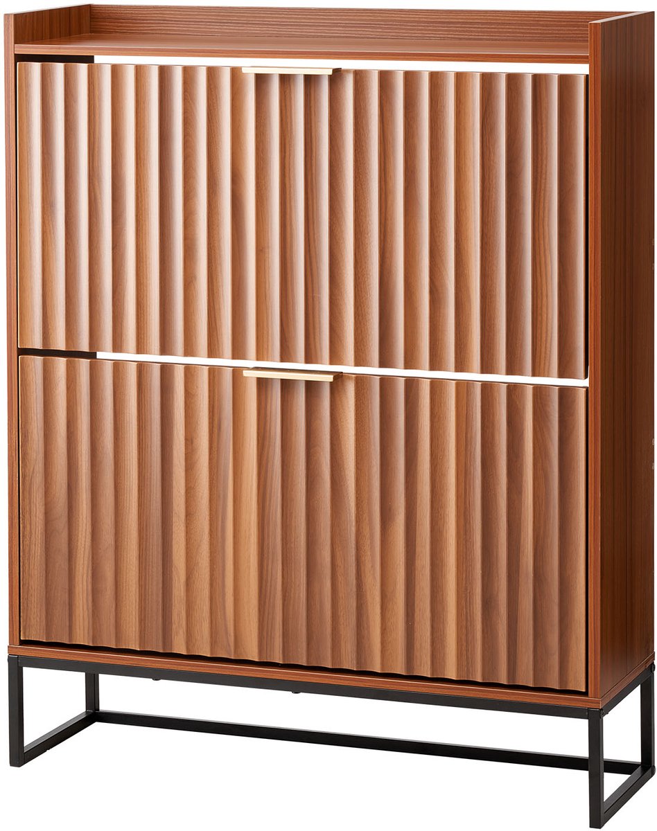 VEVOR Schoenenkast met 2 kleppen, ruimtebesparende schoenenkieper en anti-kantelfunctie, vrijstaande schoenenrek-organizer voor hal, woonkamer, veranda, schoenenrek 80 x 24 x 100 cm bruin (0197988708155)