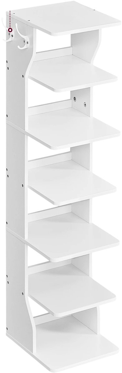 Vedder House - Schoenenkast - Wit - Open - 6-Laags - Schoenenrek - Smal - 30x26.5x110.5 cm - Opbergkast (8721472292053)