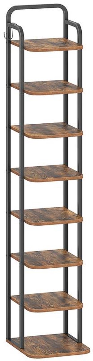 Verticale 8-Laags Schoentoren - Zelfstandige & Verstelbare Schoenopslag - Ruimtebesparend voor Kleine Ruimtes - Bruin & Zwart (5487571961001)