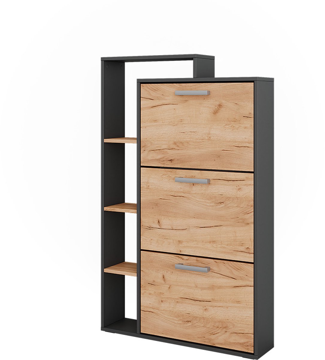 Vicco Orlando Schoenklaprek - 80 x 128.3 cm met 3 opvouwbare compartimenten Eik goud/antraciet (4066731584888)