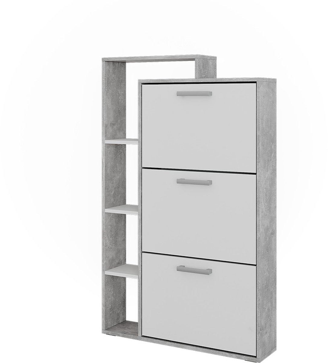 Vicco Orlando Schoenklaprek - 80 x 128.3 cm met 3 scharnierende compartimenten Wit/beton (4066731584895)