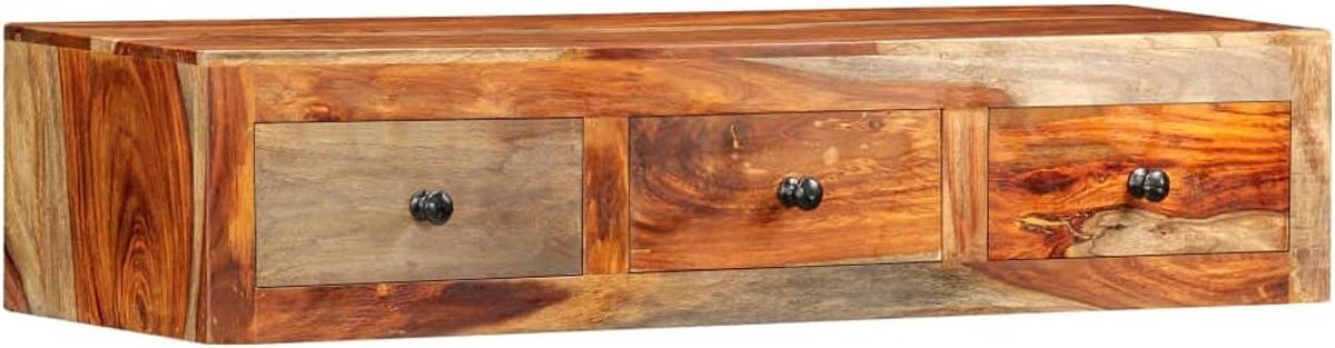 Wandtafel Hangkast 100x25x20 cm Massief Sheesham Hout (9101027536426)