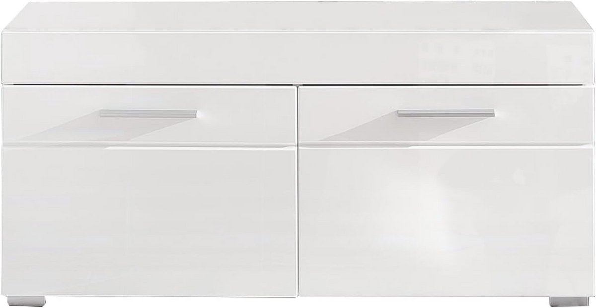 Witte Hoogglans Schoen Kast met 2 Deuren en Opbergvakken (91x42x38 cm) (9101076642901)