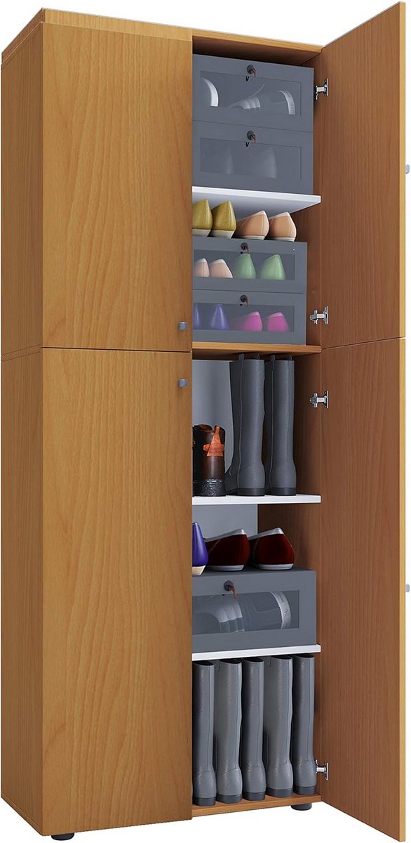 XXL Houten Schoenenkast met 5 Vakken - Hoog Model Schoenendressoir voor Laarzen en Meer (9101094626136)