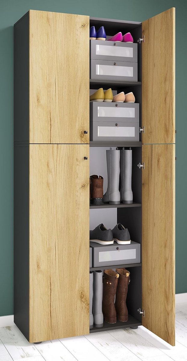 XXL Houten Schoenenkast met 5 Vakken en Laarzenruimte (9101060161395)