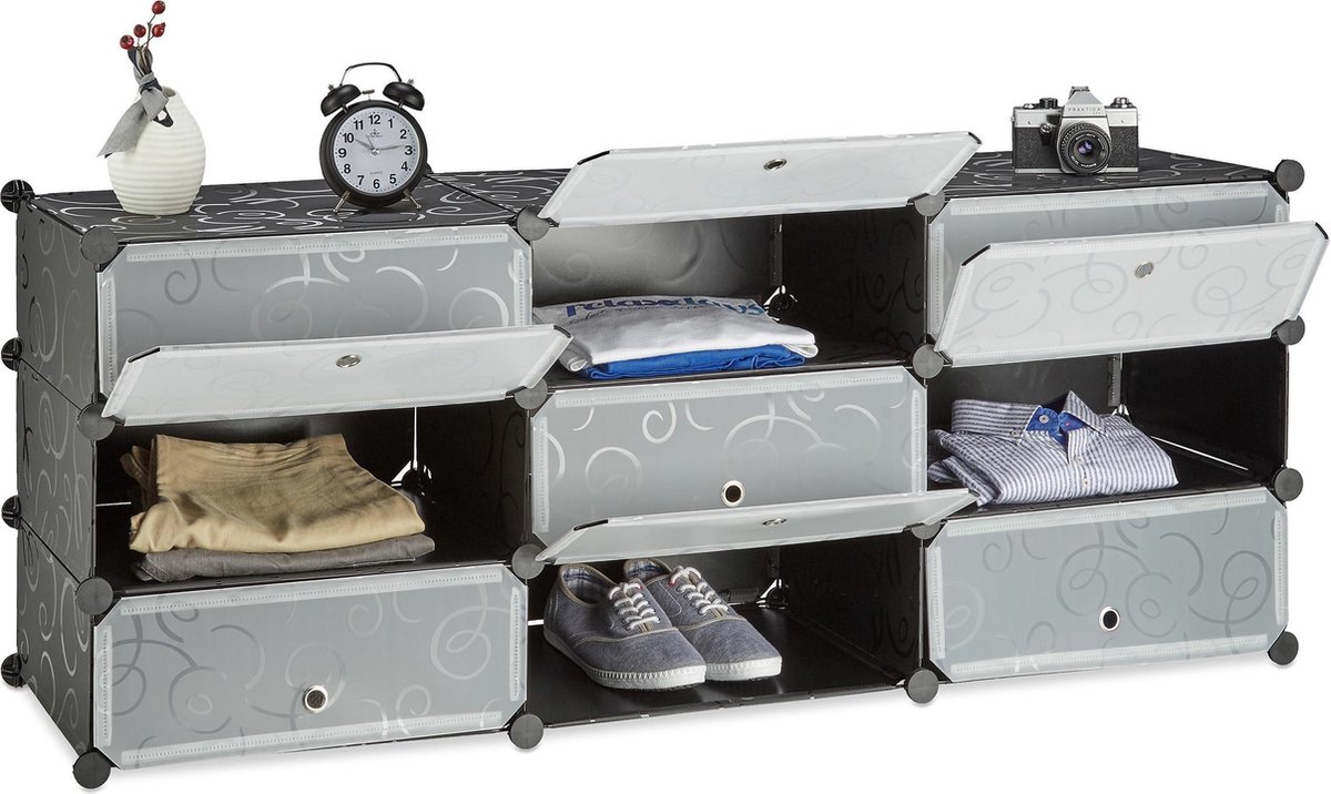 schoenenkast - 10 vakken - klikverbinding - 90x94x37 cm - zwart (4052025955977)