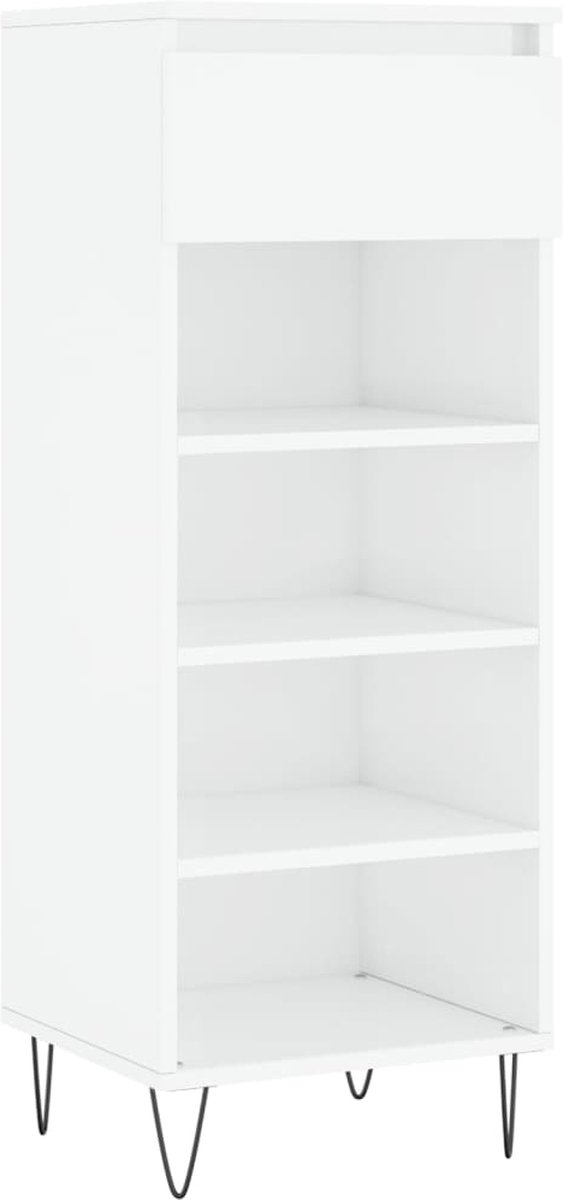 vidaXL - Schoenenkast - 40x36x105 - cm - bewerkt - hout - hoogglans - wit (8721012115019)