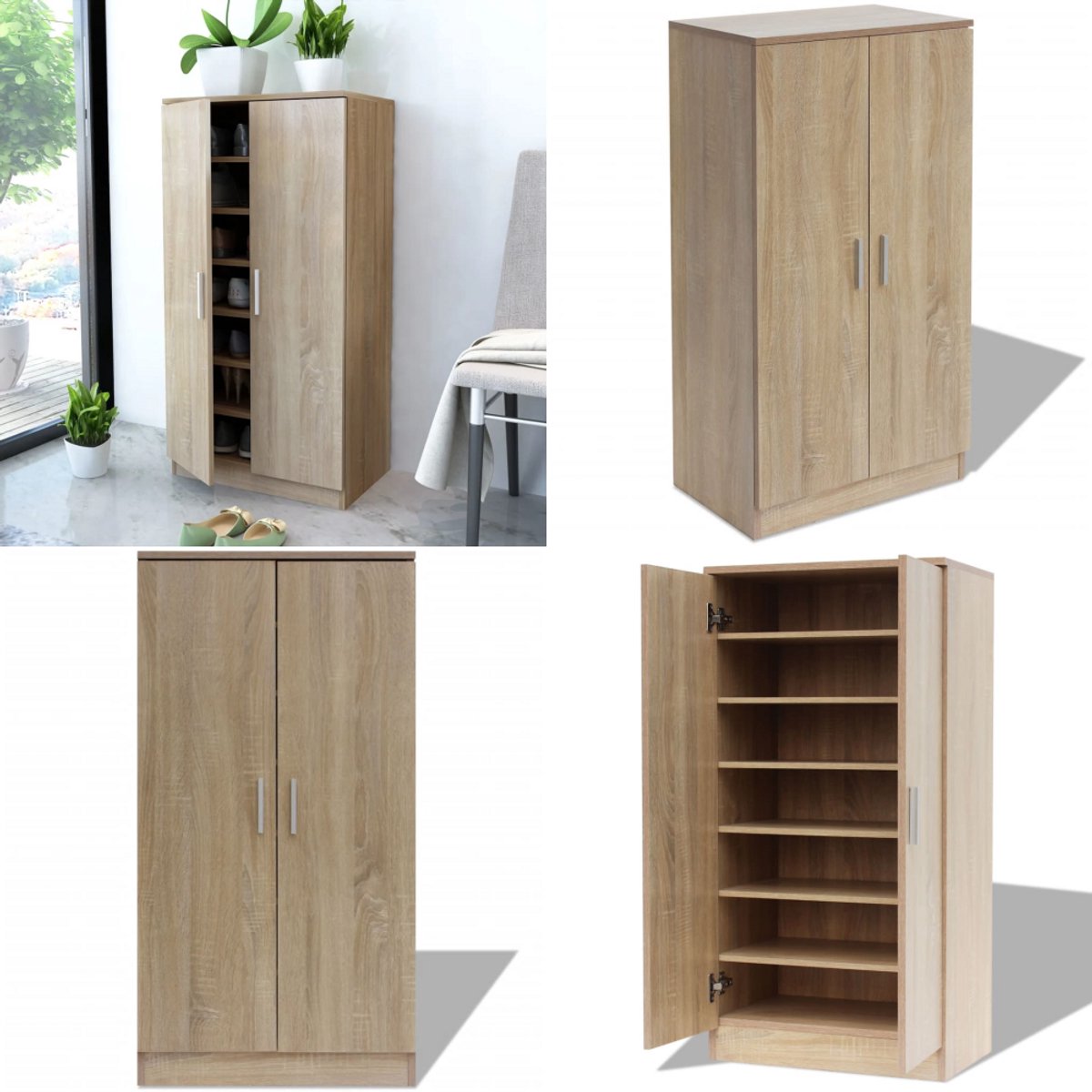 vidaXL Schoenenkast 7 planken eiken - Schoenenkast - Schoenenkasten - Schoenen Kast - Schoenen Kasten (8225974034567)