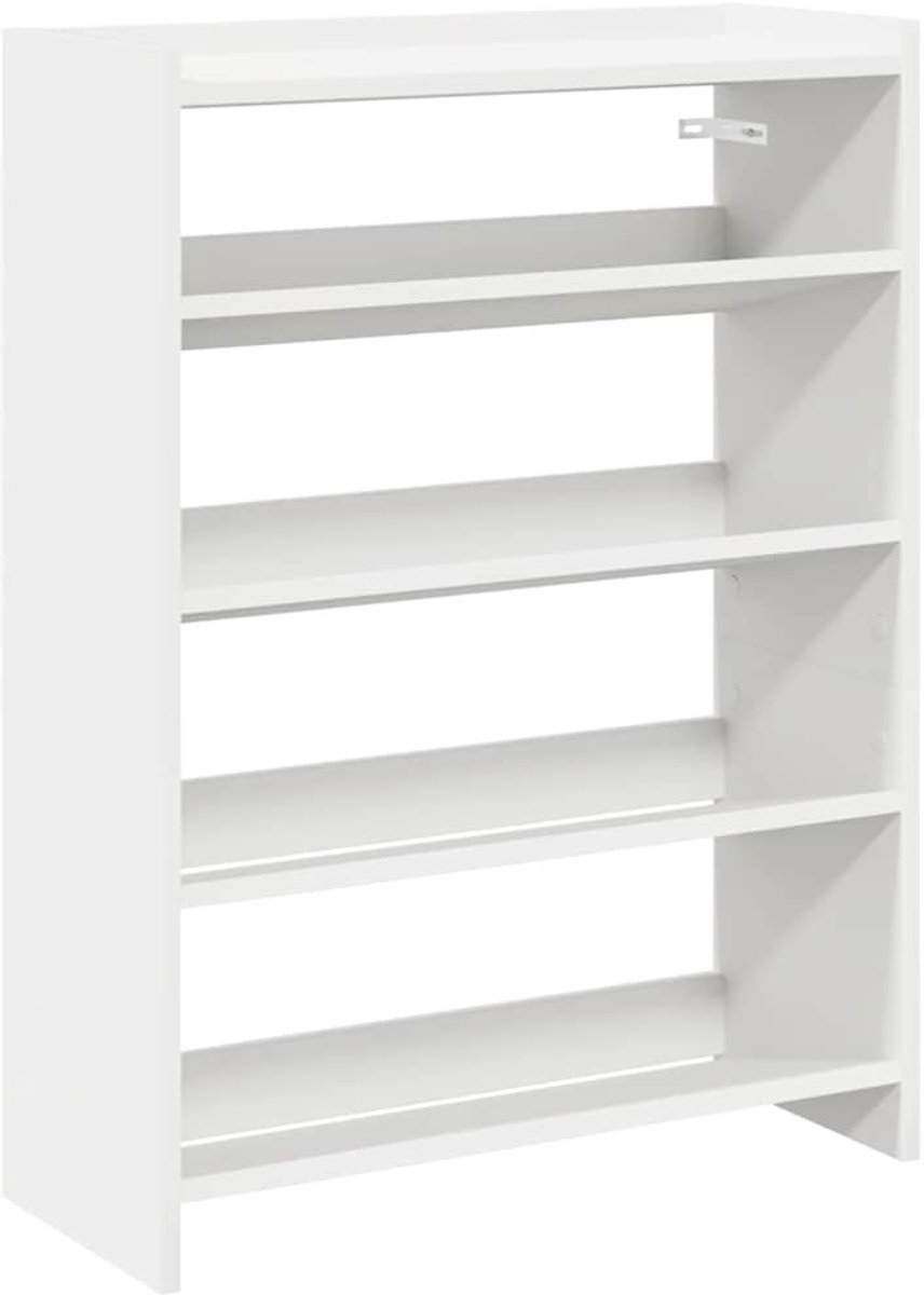 vidaXL - Schoenenrek - 60x25x81 - cm - bewerkt - hout - wit (8721158649096)