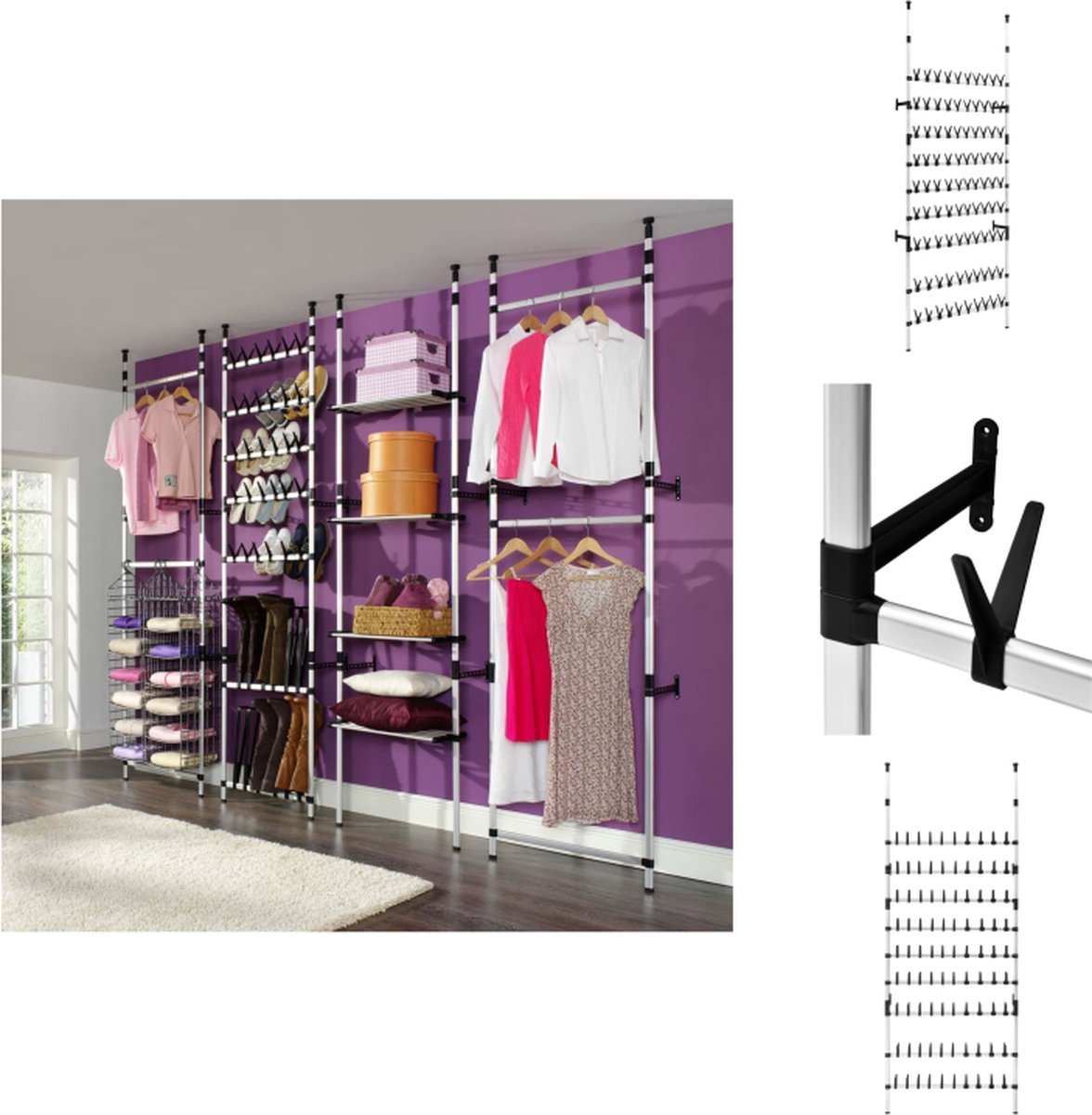 vidaXL Schoenenrek - Schoenenrekken - Telescopisch Schoenenrek - Telescopische Schoenenrekken - Schoenenrek met stangen telescopisch aluminium (8721032943296)