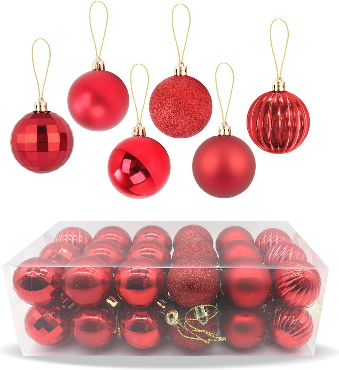36-pack onbreekbare kerstballen - Glanzende en glitter kerstdecoratie voor kerstboom, bruiloft en feest (6152610248205)