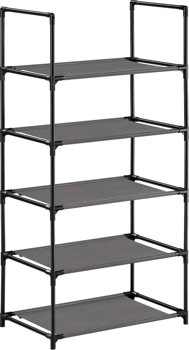 5-Niveaus Schoenenrek van Kunststof - Shoe Organizer Verticaal Plank - Smalle en hoge Opbergrek (6152325533597)