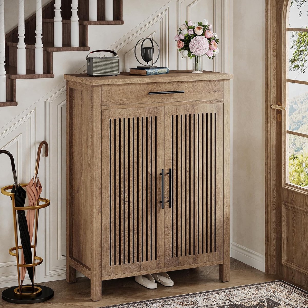 5-laags Houten Schoenenkast - Met Lade & Verstelbare Planken - Naturel (0078756684300)