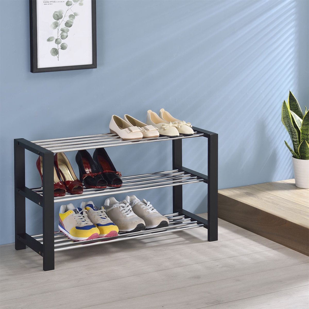 ARINA schoenenrek 3 planken zwart (4016787930283)