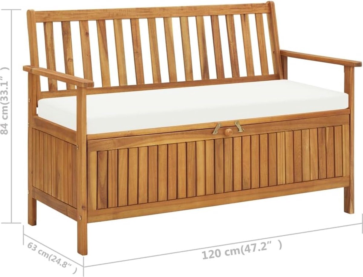 Acaciahouten Opbergbank met Zitkussen - Comfortabele Halbank met Opbergruimte (6152530714781)