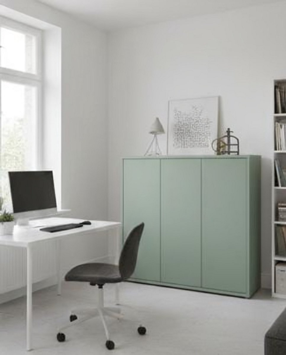 Alice Springs Salie Schoenenkast 109 cm - Moderne Halkast met 3 Deuren en 8 Legplanken - Smalle Schoenenopberger voor Hal en Entree - Groen - 109,2 x 99,1 x 34,9 cm House&Garden (9507833368181)