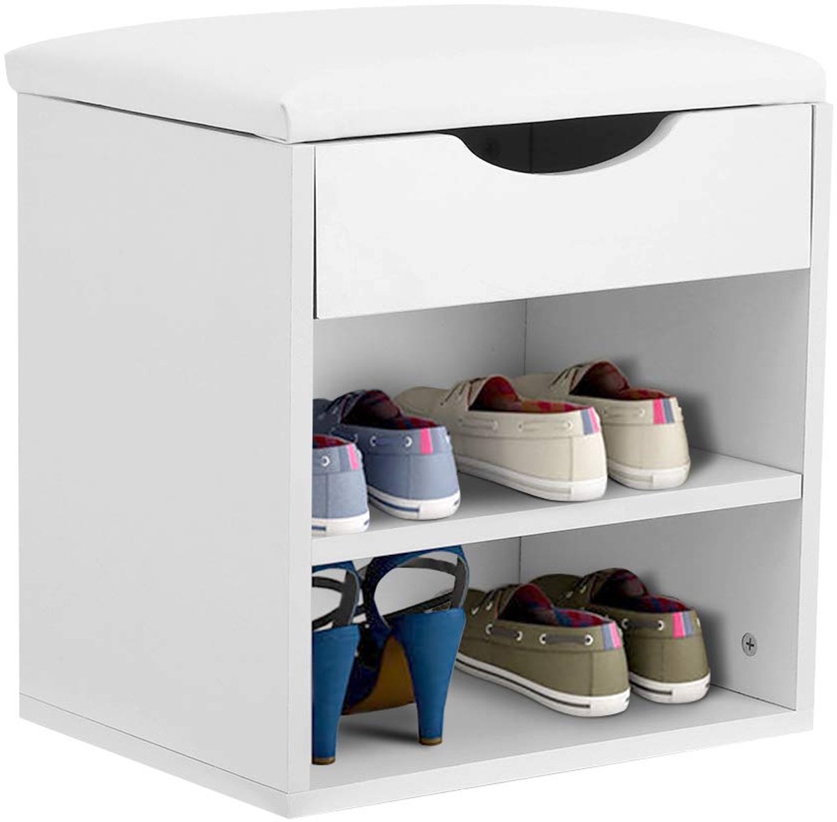 Azomor® Houten schoenenbank met opbergruimte en comfortabele zitting voor in de hal (8721417667717)