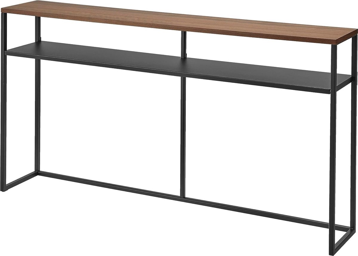 Consoletafel met plank gelegeerd staal zwart B 126 × D 205 × h 65 cm (6151002523579)