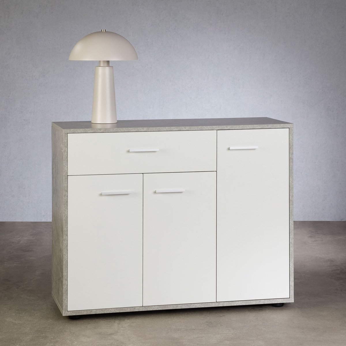 DEUSTO schoenenkast in donker betonlook/wit (4055641954386)