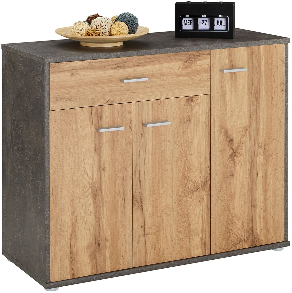 DEUSTO schoenenkast in donkere betonlook/Wotan eiken fronten (4055641954393)