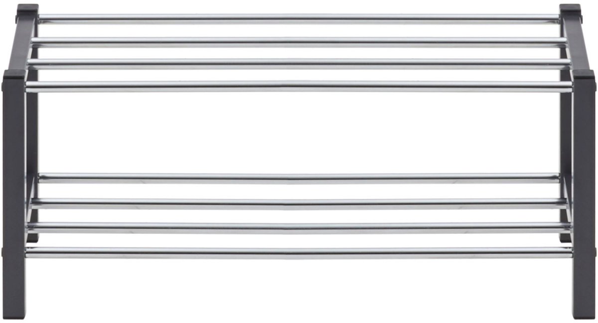 DUBLIN schoenenrek met 2 schappen in grijs verchroomde metalen stangen (4016787184631)