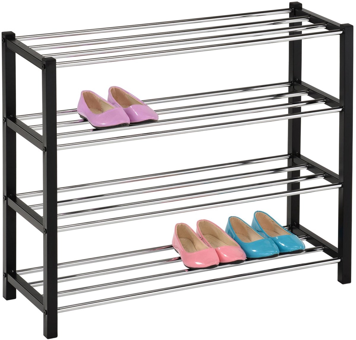 DUBLIN schoenenrek met 4 planken in zwart met schoenen (4016787184679)