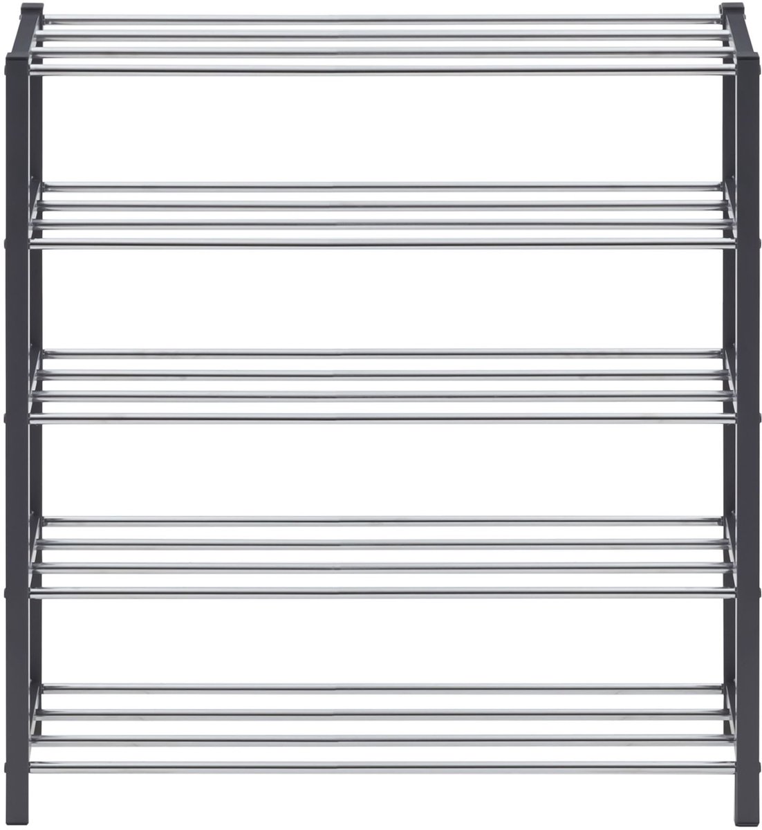 DUBLIN schoenenrek met 5 schappen in grijs verchroomde metalen stangen (4016787184723)
