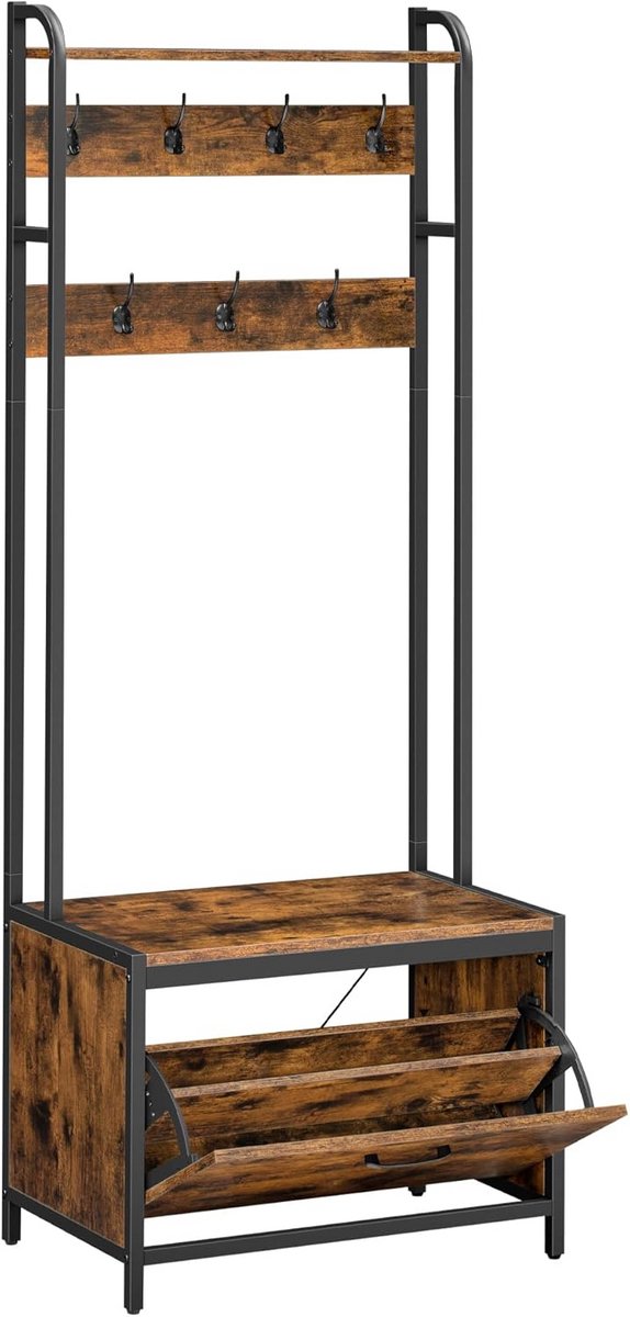 Garderoberek met Kapstok - Kledingrek - Kledingstang - Ruimtebesparend (9101119907561)