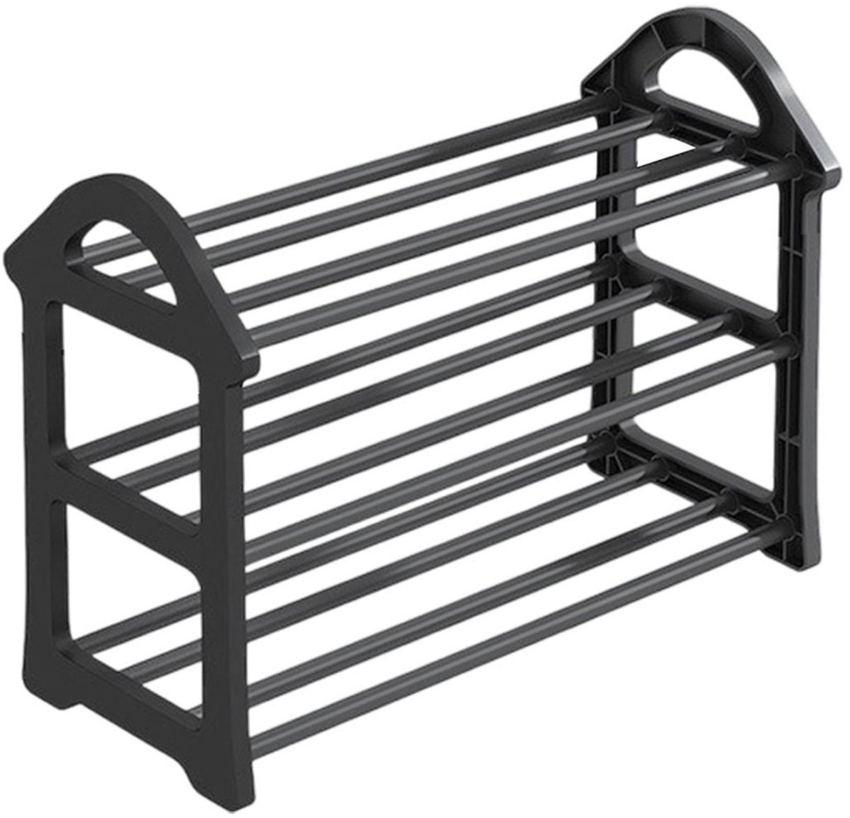 Gigicial Schoenenrek met drie niveaus - unisex en kindermodel - per stuk verpakt - geschikt voor hallen, garages, slaapkamers en badkamers, zwart. (8721458540741)