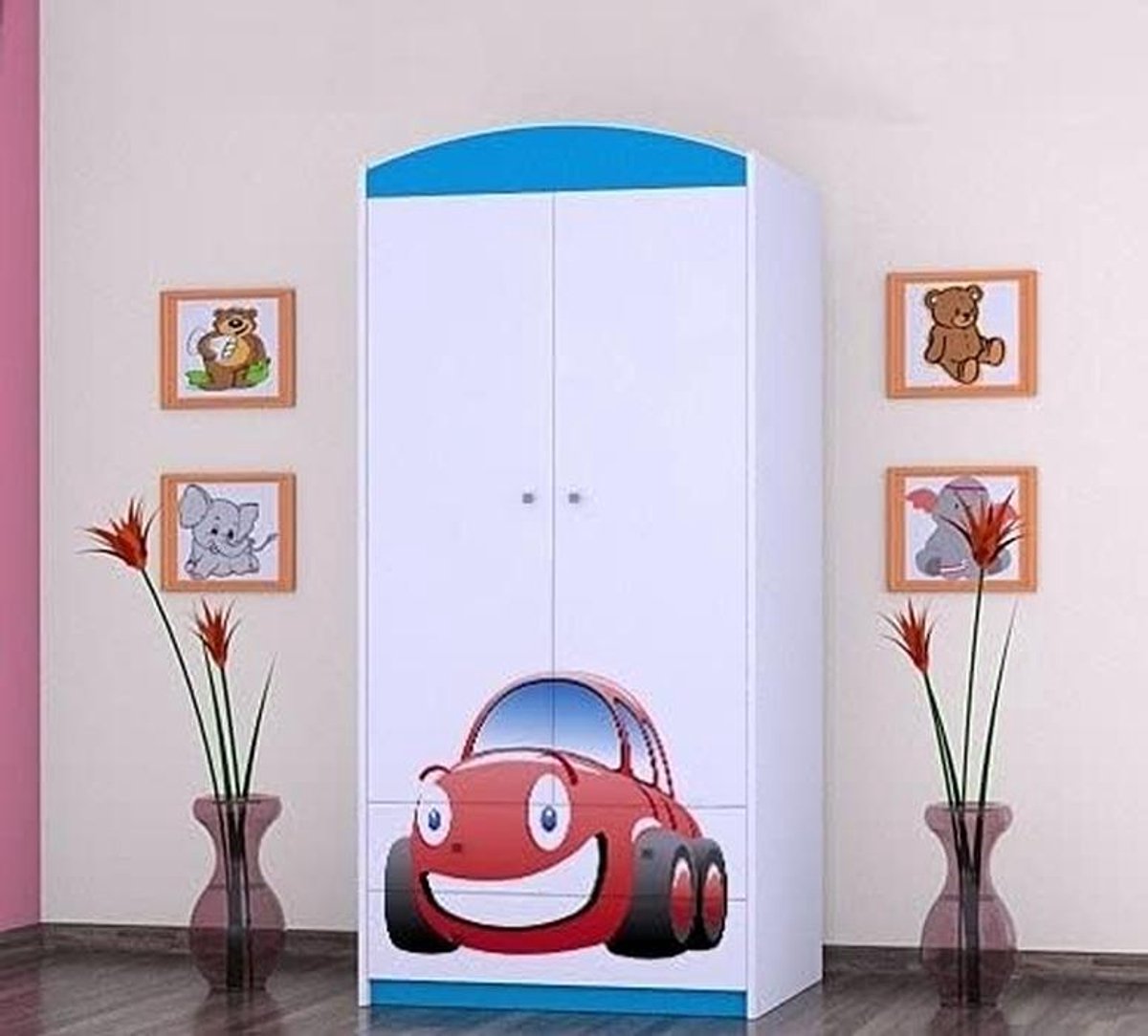 Grote Kledingkast met 2 Deuren, Laden en Legplanken - Ideaal voor Slaapkamer of Kinderkamer - 88x55x187 cm (9101107206782)