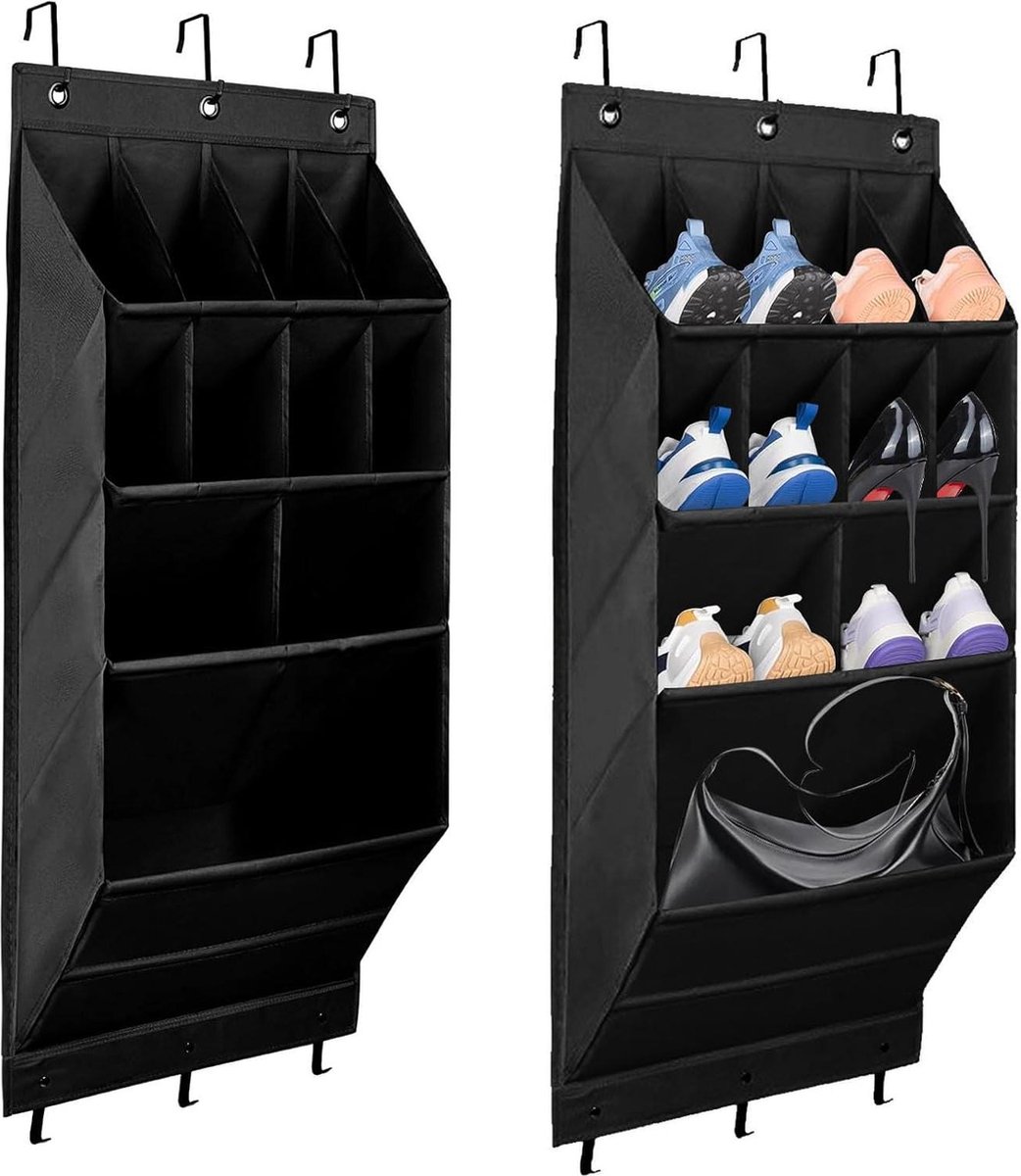 Hangend schoenenrek met 11 diepe vakken - Schoenenorganizer voor kast, deur, campingkast, slaapzaal en camper - 2 stuks (6152325556527)