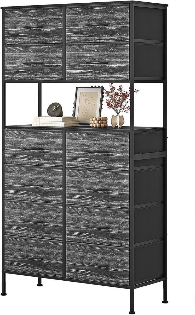 Hoge Ladekast met 12 Lades en Open Middenontwerp voor Stijlvolle Opberging (9101018092139)
