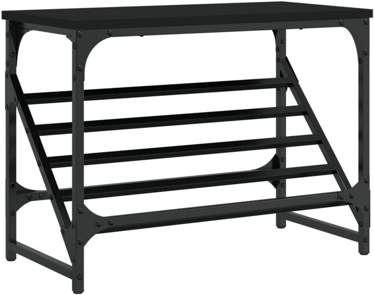 Houten Schoenenrek met Kastruimte 60x30x45 cm Zwart - Stijlvolle Schoenenopberger (9101060167519)