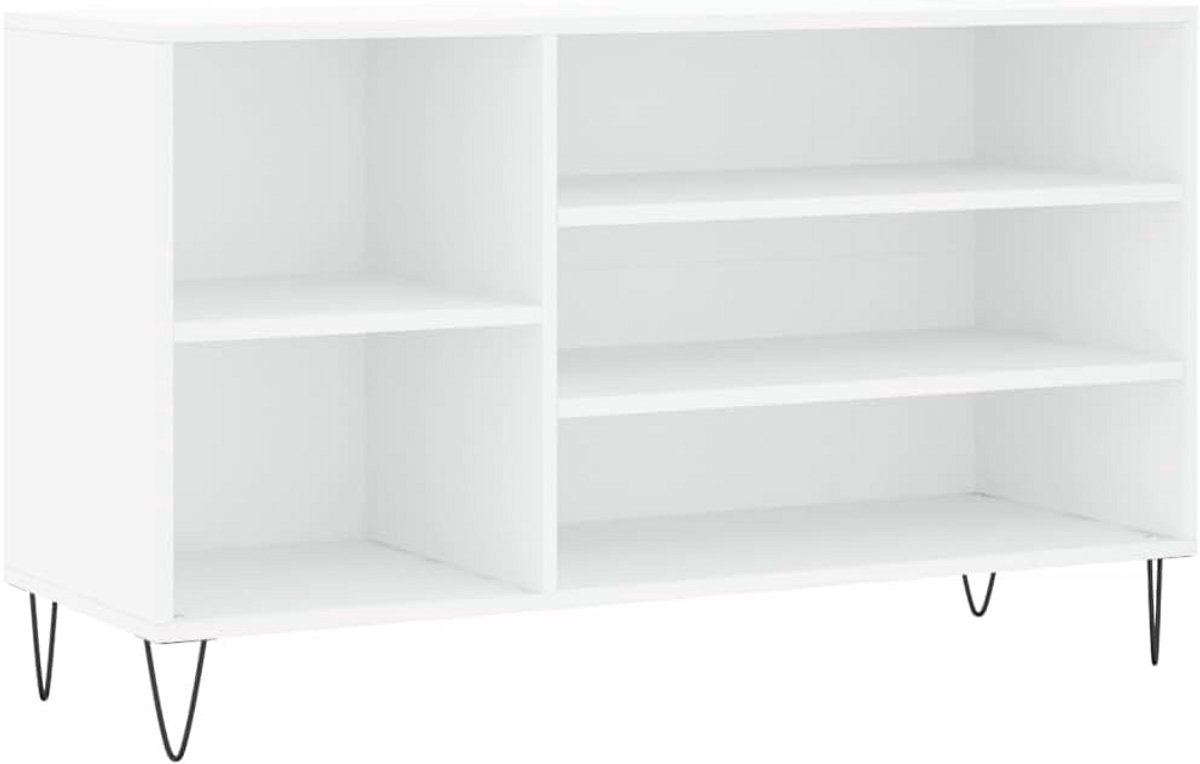 Houten schoenenkast met gesneden details, wit (9101047487357)