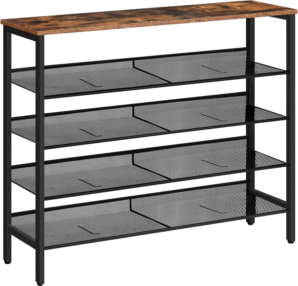 JGS® - Luxe 5-Laags Schoenenrek, Vintage Bruin-Zwart, Verstelbaar en Stabiel - Perfect voor Organisatie en Opslag - (8721234212466)