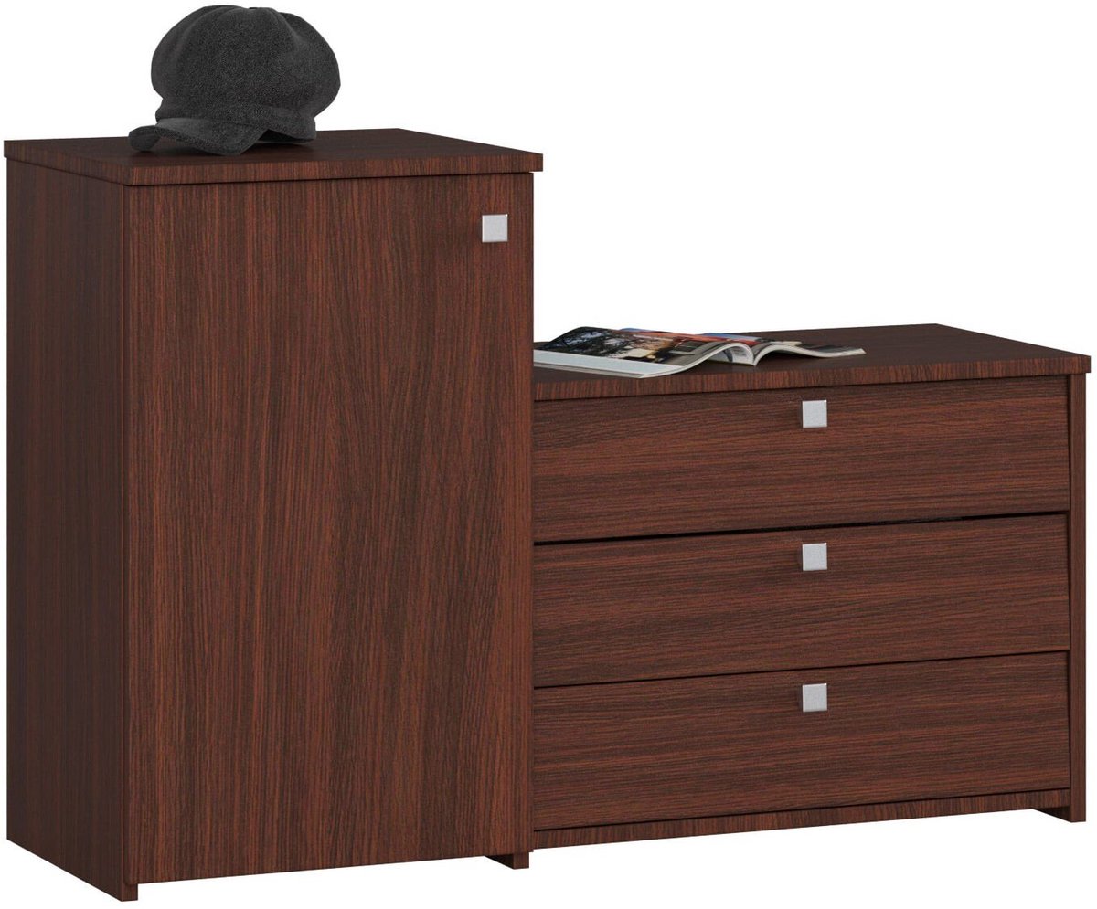 Klassieke Wenge Schoenkast S16 met 3 Kanteldeuren en Ladekast - Voor 13 Paar Schoenen (5901738161405)