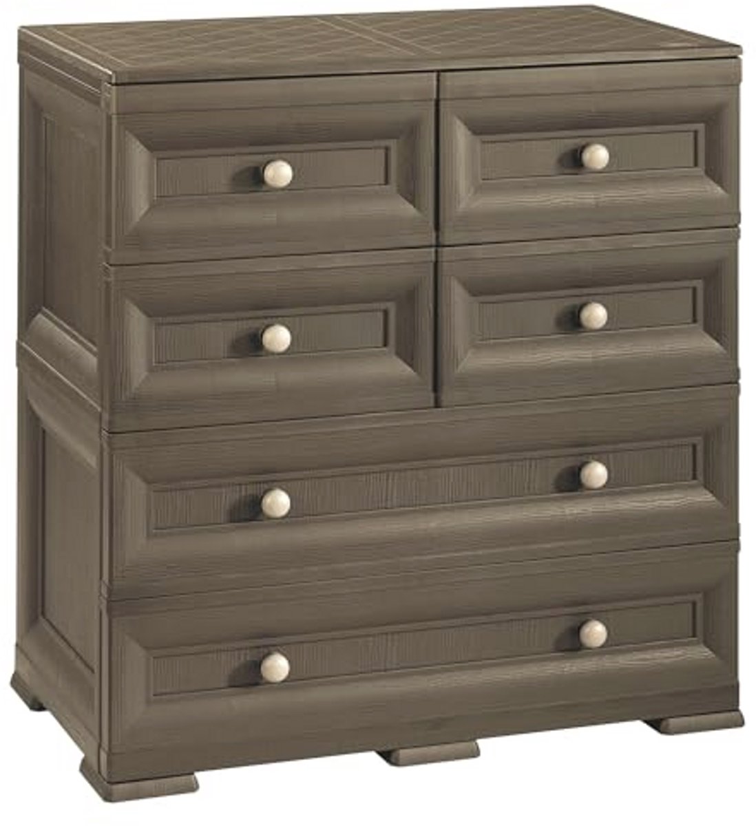 Ladekast met 2 brede en 4 kleine laden - 79 x 43 x 85,5 cm - Chocoladebruin (9101005651189)