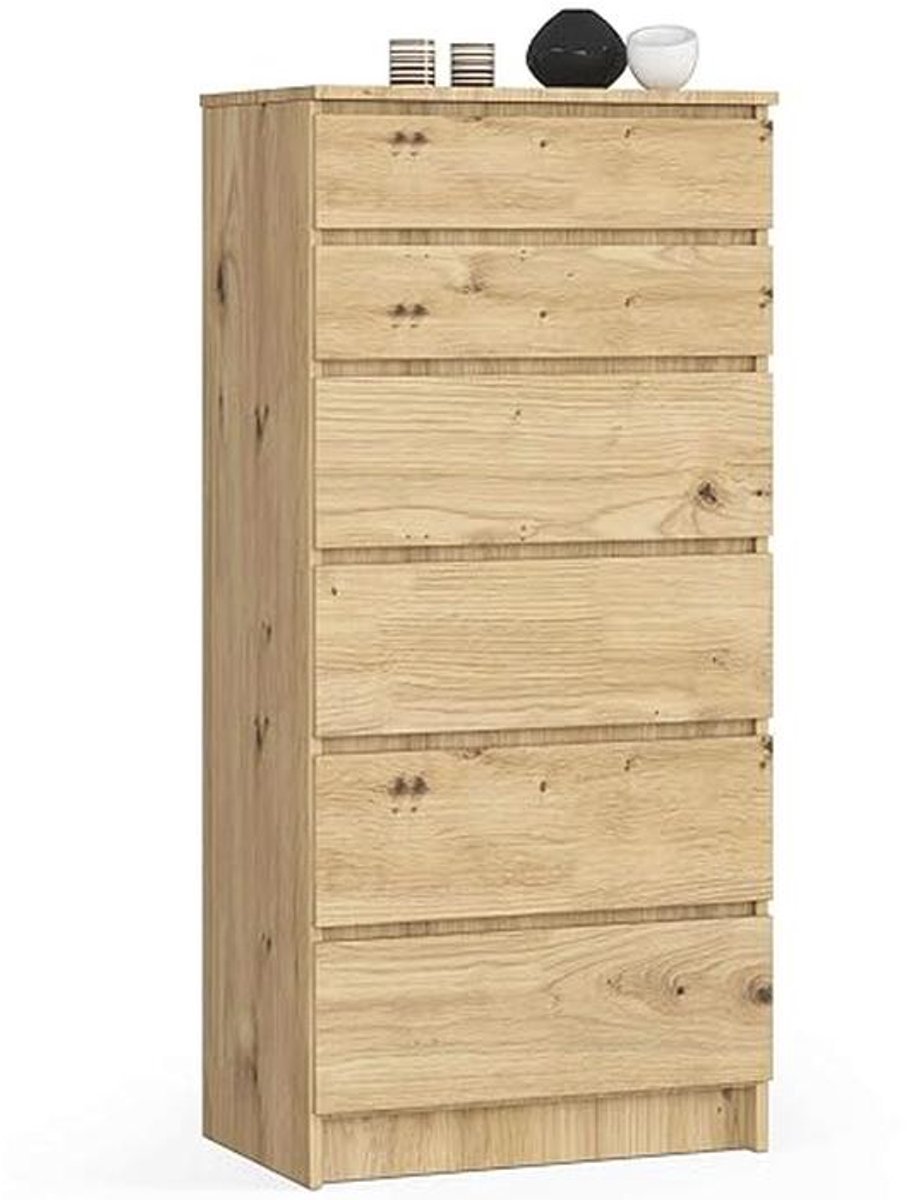 Ladenkast met 6 Lades - Klassiek Ontwerp voor Slaapkamer, Woonkamer en Opslag, 60 x 130 x 40 cm (9101005558648)