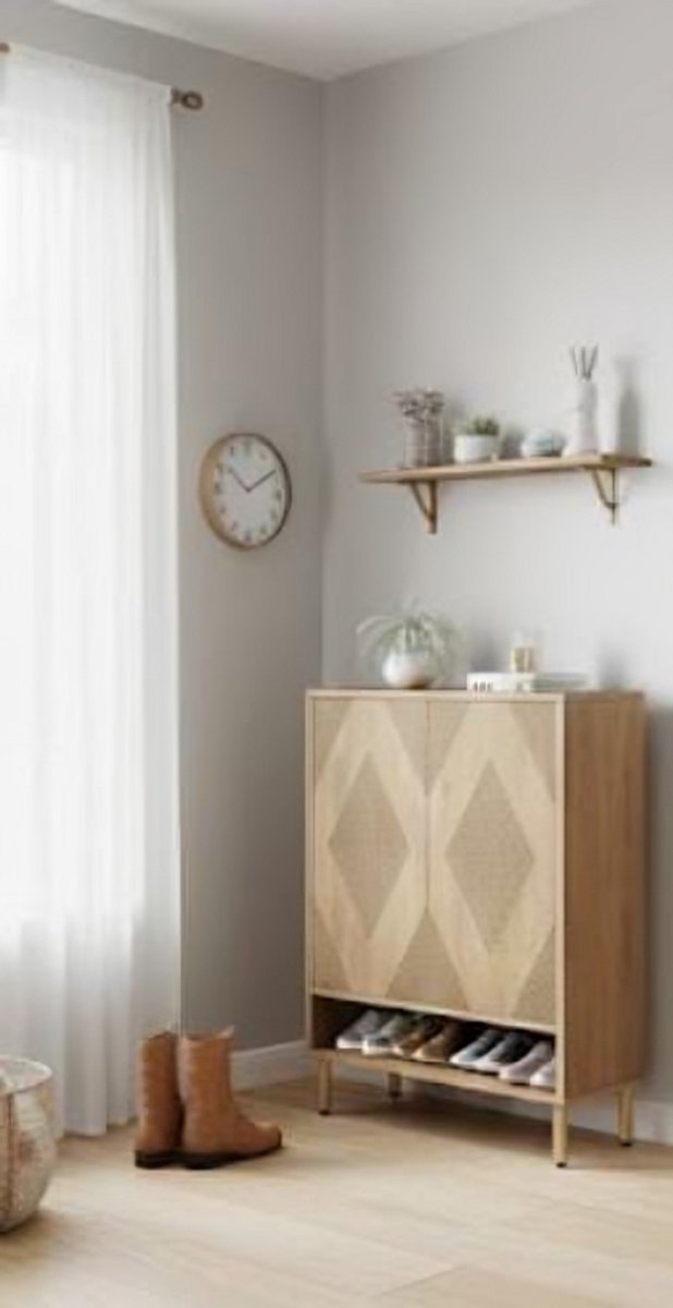 Luxe Eikenbruine Schoenenkast met 7 Verdiepingen en 2 Deuren - Verstelbare Planken voor 24 Paar Schoenen - Houten Schoenenrek voor Hal, Entree en Woonkamer - House&Garden (9502355513965)