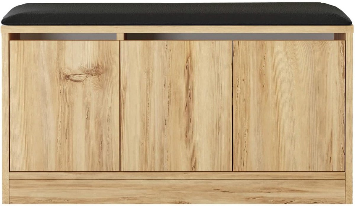 Luxe Schoenenkast met Zitbank en Opbergruimte - Donkergrijs Eikenlook (9101056954895)