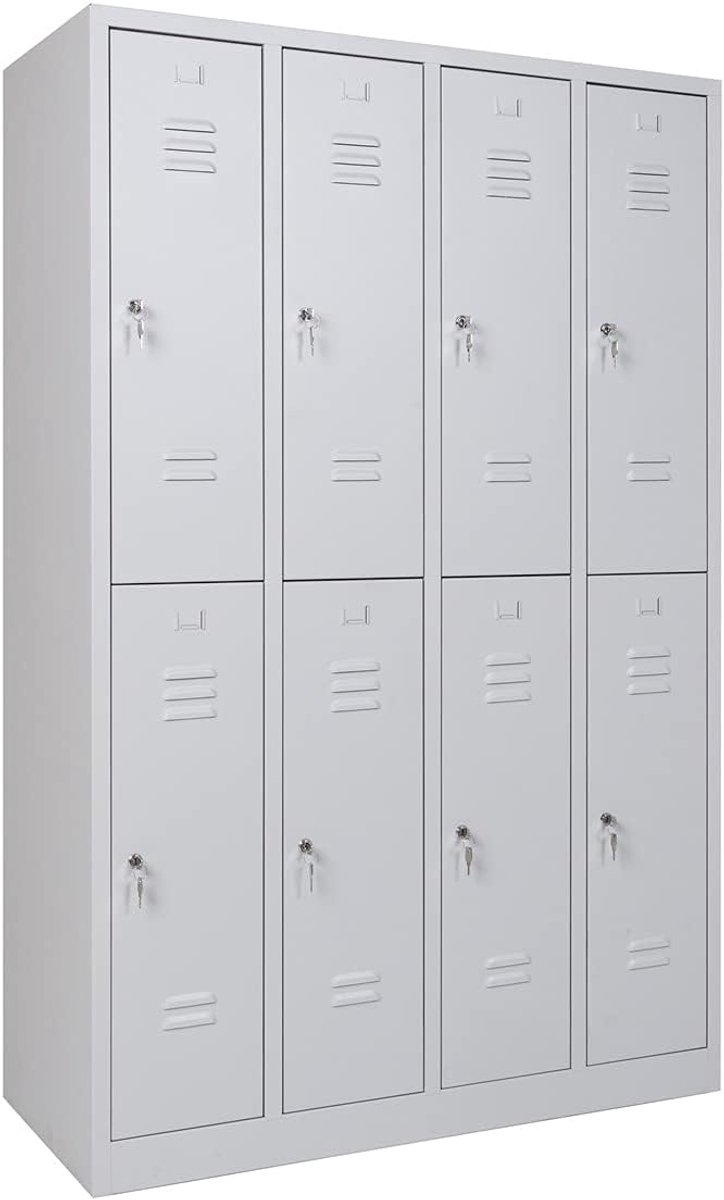 Metalen Lockerkast met 8 Compartimenten en Afsluitbare Deuren voor Sportschool, Kantoor en School - Duurzaam en Veiliger Opbergen (6154442360391)