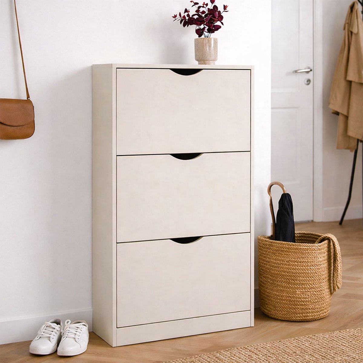 Milton Oldbrook Schoenenkast Prato - 3 Niveaus - tot 18 Paar Schoenen - 60x24x119cm - Beige (5420038701451)