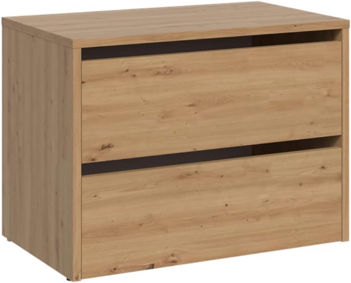 Modulaire schoenenkast Eiken Artisan - Greeploos met Klapvakken - Compacte Schoenenopslag voor Hal (9101049133436)
