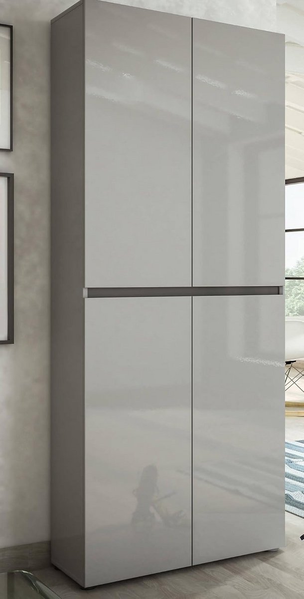 Multifunctionele Hoge Schoenenkast met Vier Deuren - Ruimtebesparend en Modern - 200 cm Hoog - Grijs (9101047486039)