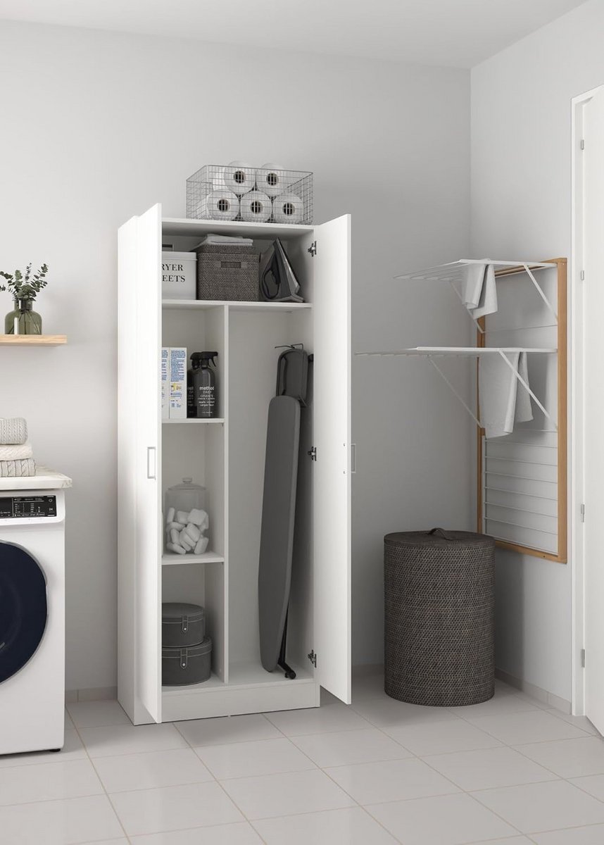 Multifunctionele kast met 2 deuren - ruimtebesparende wandkast voor schoenen en schoonmaakaccessoires (9101039824443)