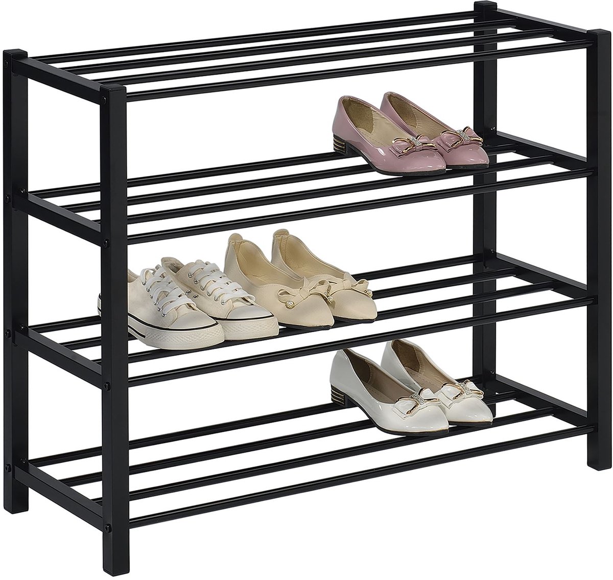 NAVAN schoenenrek met 4 planken in zwart, hoofdafbeelding (4016787184822)