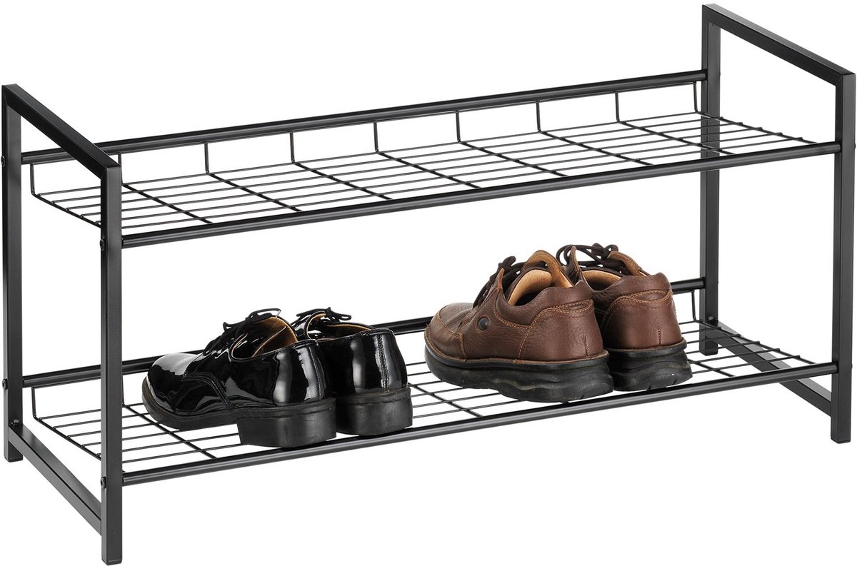 ORDO schoenenrek met 2 schappen in zwart (4055641943588)